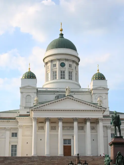 Helsinki Cathedral against a blue sky