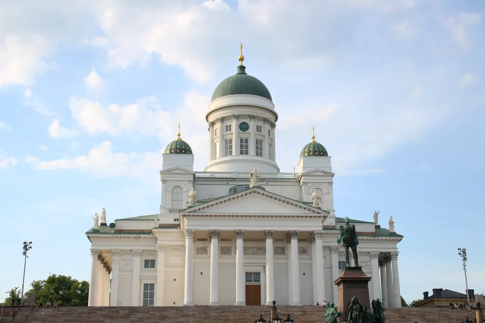 Helsinki Cathedral against a blue sky