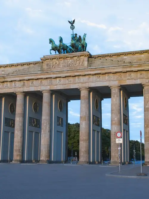 The Brandenburg Gate in Berlin on a clear day
