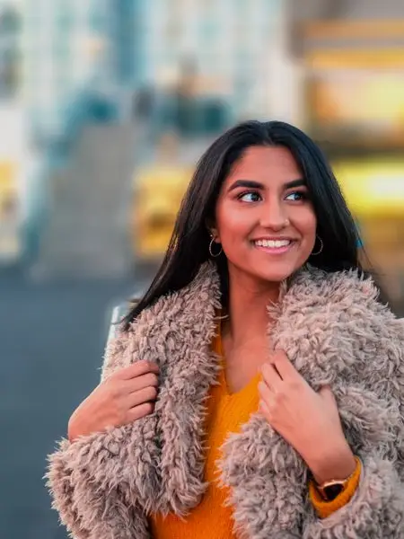Ishita on a street in a Dutch city