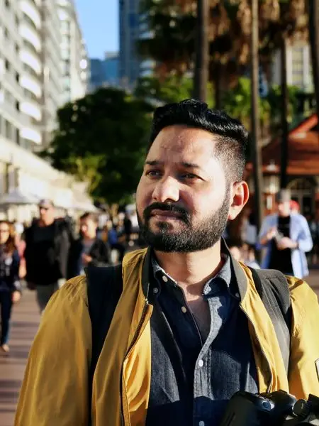Bikash on a sunny street in Sydney